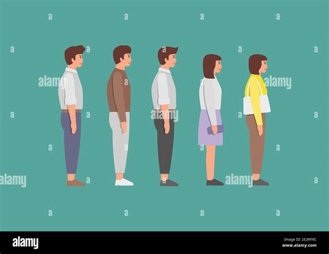 Cartoon People Standing In Line