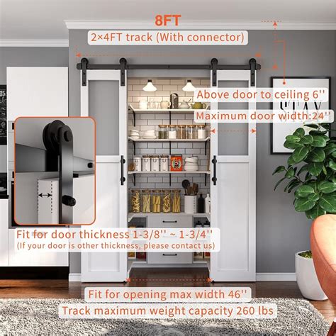 Buy Zekoo Ft Barn Door Hardware Kit For Cabinet Closet Sliding Door