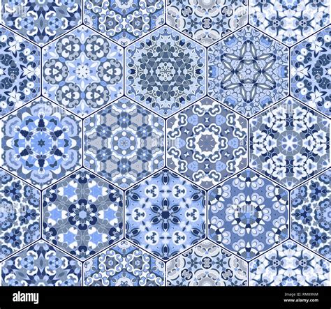 Azulejos de mosaico hexagonal perfecta en el vector Motivos Étnicos y