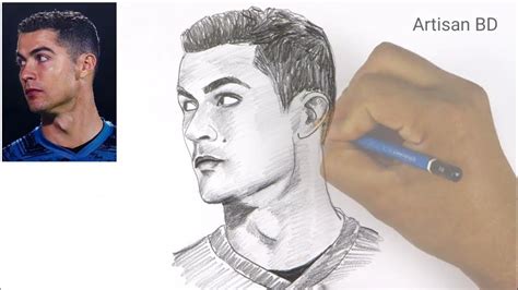 How To Draw Cristiano Ronaldo Easy Ronaldo Pencil Sketch Cr7 From Al Nassr Fc Club Cr7 Youtube