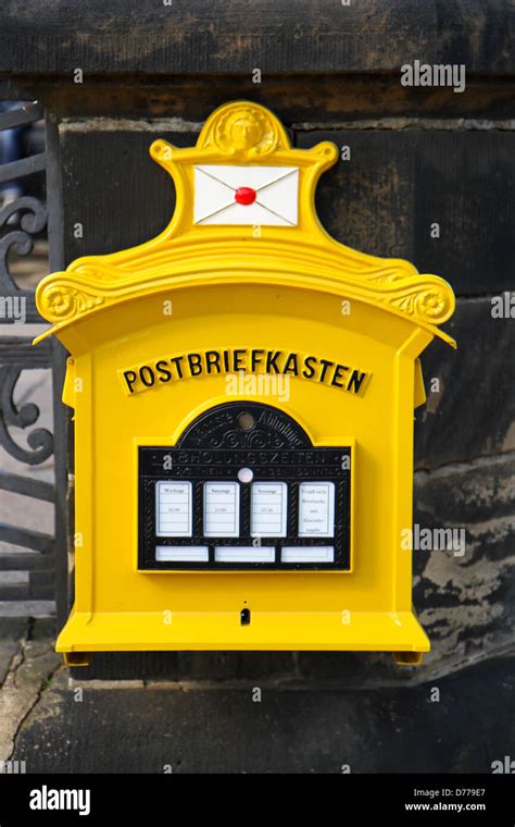 Yellow German Mailbox Stock Photo Alamy