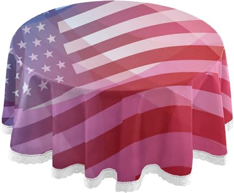 Hyjoy American Flag Round Tablecloth Round Table Cloth Water