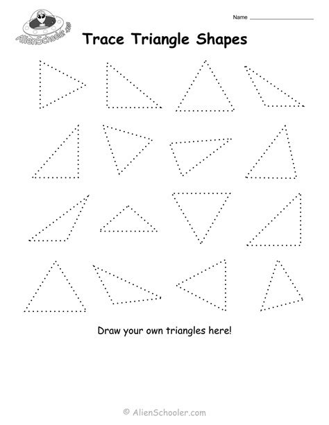 trace triangle shapes worksheet alien schooler