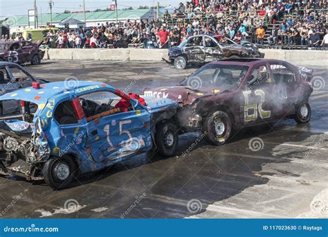 Wrecked Cars In Action During The Demolition Derby Editorial Image