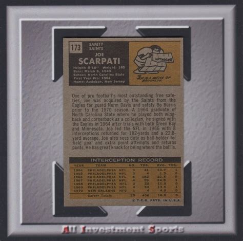 1971 Topps JOE SCARPATI 173 NM MT New Orleans Saints TD89 EBay