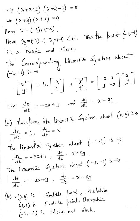 Solved Find The Equilibrium Points For Each System Alinearize The System Course Hero