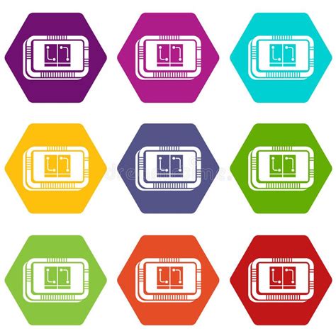 Retro Microchip Icons Set 9 Vector Stock Vector Illustration Of