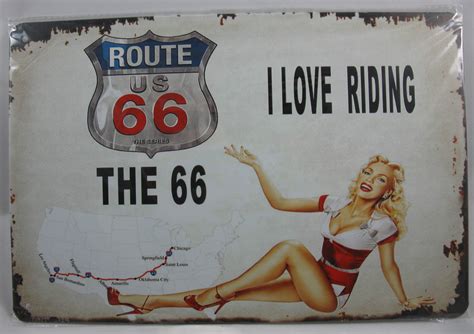 Plaque I Love Riding Route 66 Pin Up Collector95 Collector95