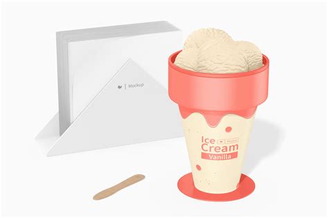 Plastic Ice Cream Cup Psd Mockup Perspective Original Mockups