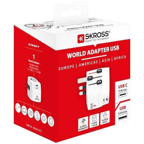 Skross Pro Light Usb Ac Pole Travel Adapter X Usb A X Usb C