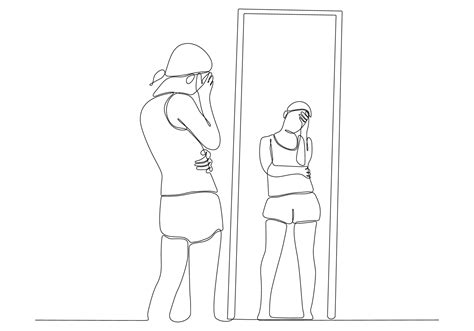 Continuous Line Drawing Of Woman In Mirror Vector Illustration 7942205