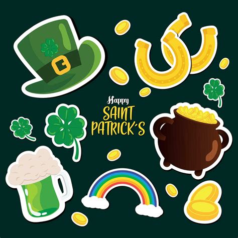 Set Of Traditional Icons Happy Saint Patrick Day Poster Vector Illustration 34785742 Vector Art