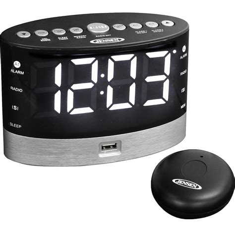 Jensen Am Fm Dual Alarm Clock Radio With Wireless Under Pillow Vibrator