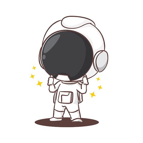 Lindo Astronauta Buena Mano Signo Personaje De Dibujos Animados