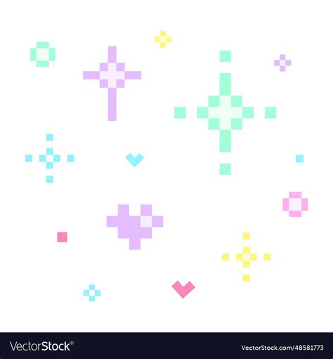 Colorful Sparkling Pixel Art 8bit Style Royalty Free Vector