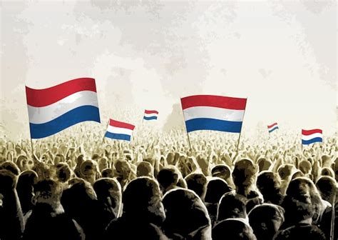 Premium Vector Crowd With The Flags Of Netherlands People Cheering