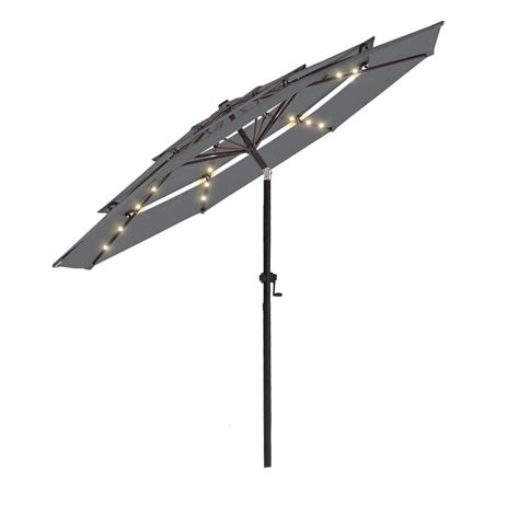 Pasamic Ft Tiers Aluminum Solar Led Market Umbrella Outdoor Patio