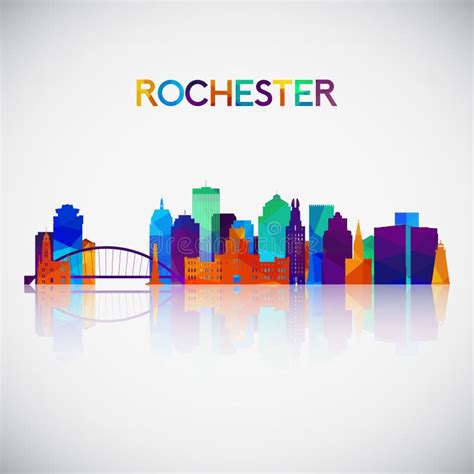 Rochester USA Skyline And Landmarks Silhouette Stock Vector