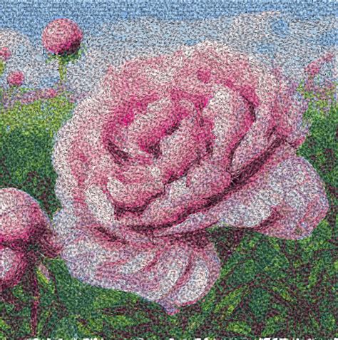 Peony Flower Machine Embroidery Design Montage Embroidery Fantasy