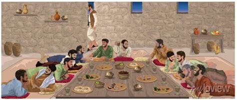 The Last Supper Jesus Celebrates Passover With His Disciples Wall Mural • Murals Vector