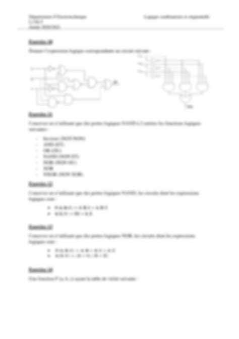 Solution Logique Combinatoire Et S Quentielle Serie D Exercices