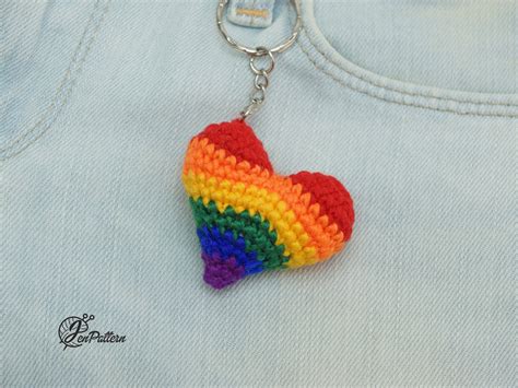 Rainbow Heart Keychain Crochet Pattern Amigurumi Keychain Etsy