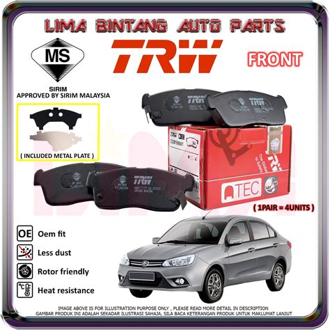 Proton Saga Vvt Front Brake Pads Disc Brake Pad Trw