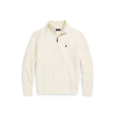 Polo Ralph Lauren Cable Knit Wool Cashmere Sweater Off White Follestad