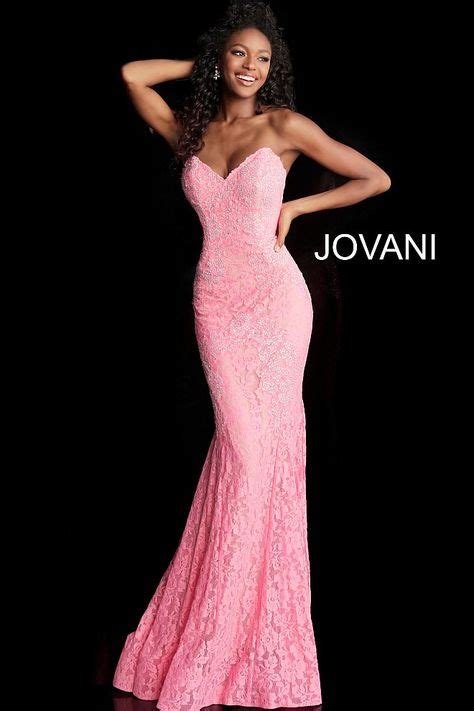 Pink Strapless Fitted Lace Prom Dress Jovani Prom2019 In 2019 Prom