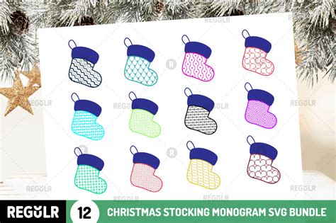 Christmas Stocking Monogram SVG Bundle Graphic by Regulrcrative ...