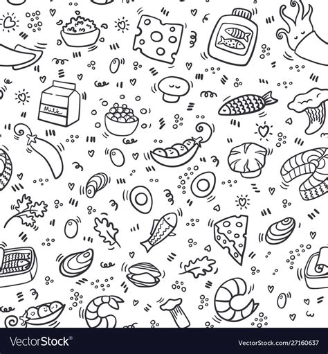 Protein seamless pattern outline food Royalty Free Vector