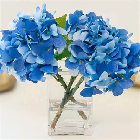 Real Touch Flower Arrangement Blue Hydrangea Real Touch Etsy