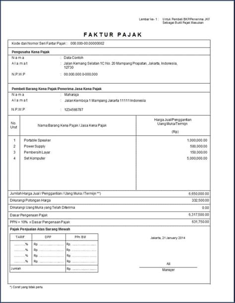 Contoh Faktur Pajak Perumperindo Co Id