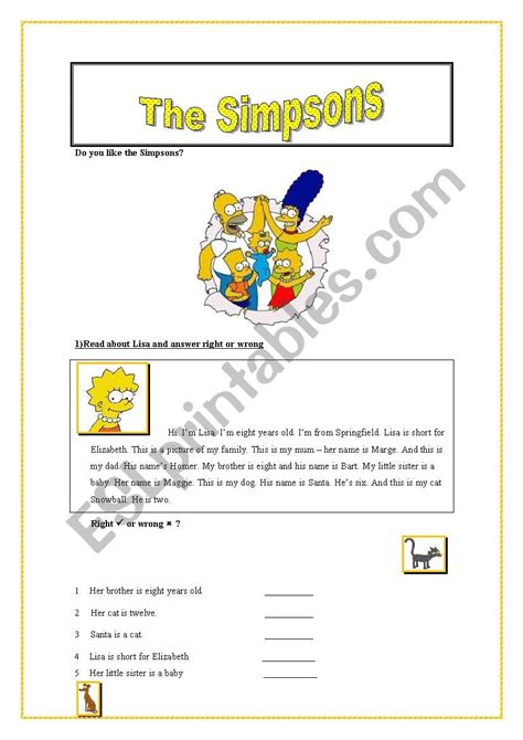 The Simpsons Esl Worksheet By Magac