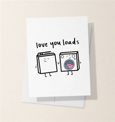 Love You Loads Card Punny Valentine S Day Card I Love You Washer And