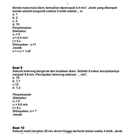 33 Contoh Soal Fisika Glb Dan Glbb Beserta Jawabannya Soal Jawaban