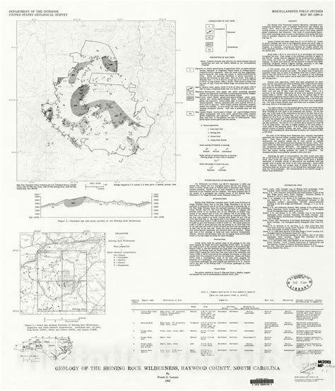 Map Geology Of The Shining Rock Wilderness Haywood County North