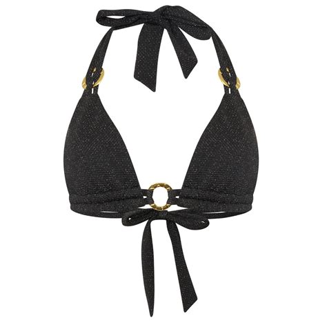 Black Halter Bikini Top W Gold Detailing Black Tie Back Bikini Top