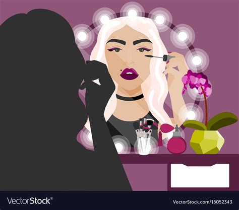 With Girl Doing Makeup Royalty Free Vector Image