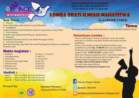 Lomba Orasi Ilmiah Mahasiswa Se Jabodetabek Bem Kbm Universitas Pakuan