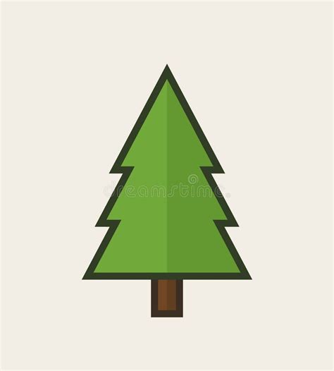 Fir Tree Outline Icon Flat Design Style Spruce Vector Illustration