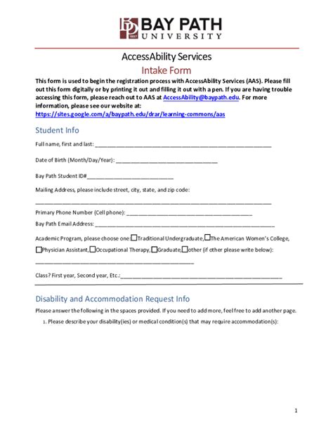 Fillable Online AccessAbility Services Intake Form Fax Email Print