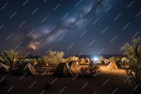 Premium Photo | Desert night sky with stars and moon shining down on ...