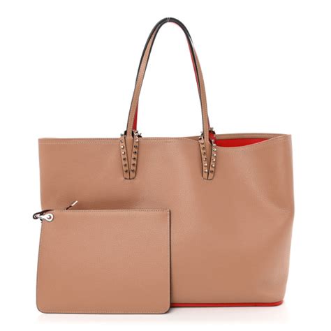 Christian Louboutin Calfskin Spikes East West Cabata Tote Nude Fashionphile