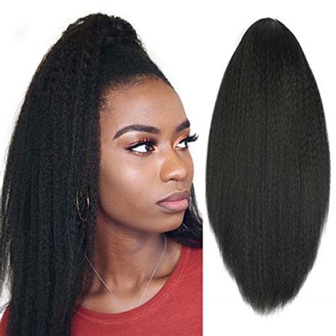 Kinky Straight Drawstring Ponytail Human Hair Yaki Curly Ponytail 12a