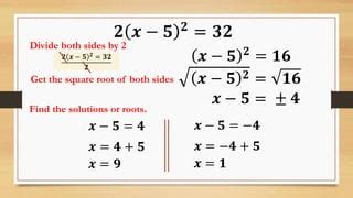 Solving Quadratic Equations By Extracting Square Roots PPT