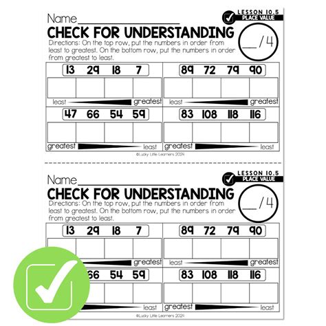 Lucky To Learn Math 1st Grade Lesson 10 5 Place Value Review Check For Understanding