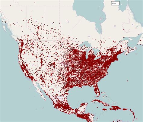 Population density in North America (towns>1000 people) : r/MapPorn