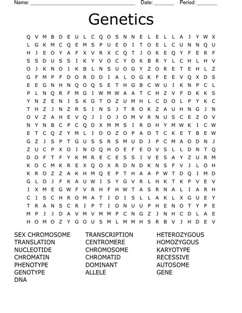 Genetics Word Search WordMint