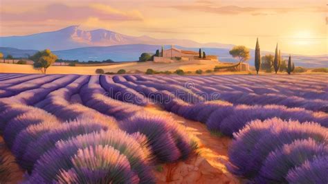 Serene Lavender Fields At Sunset Rolling Hills And Calm Sky Nature S